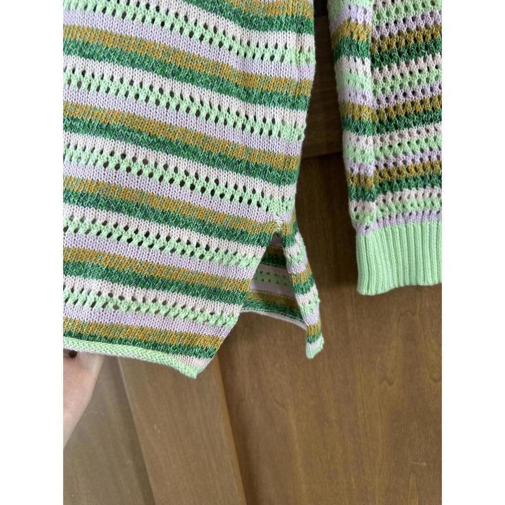 Zaket & Plover Loose Knit Long Sleeve Pullover Multicolor Striped Women’s Small - Picture 6 of 12